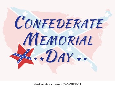 Confederate Memorial Day Illustration for Commemoration Servicemen of the America with Flag Flat Cartoon Template Hand Drawn Design