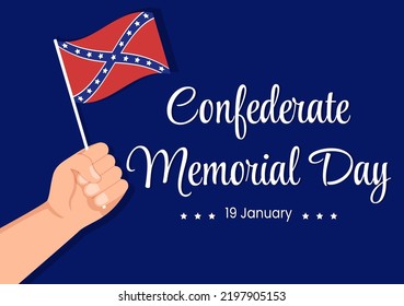 Confederate Memorial Day Template Hand Drawn Cartoon Flat Illustration for Commemoration Servicemen of the America with Flag Design