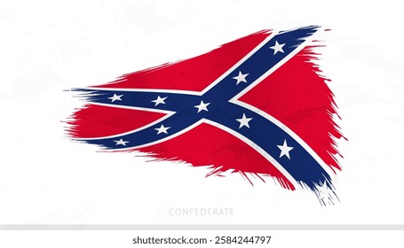 Confederate National Flag with Textured Brush Strokes. Artistic Brush Stroke Design.