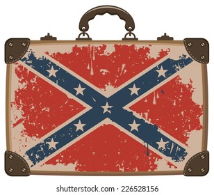 Confederate Rebel flag Grunge on an old suitcase