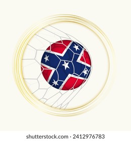 Confederate scoring goal, abstract football symbol with illustration of Confederate ball in soccer net. Vector sport illustration.