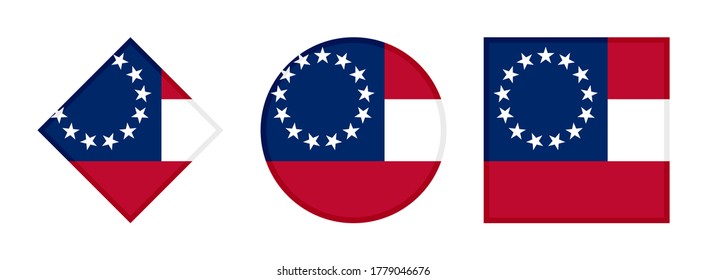 confederate states of america flag icon set, isolated on white background