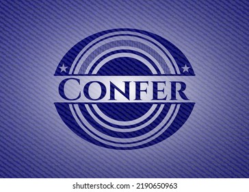 Confer jean or denim emblem or badge background. Vector Illustration. Detailed. 