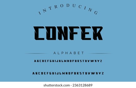 Confer Sport Modern Italic Alphabet Font. Typography urban style fonts for technology, digital, movie logo design. vector illustration