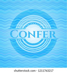 Confer water wave emblem background.
