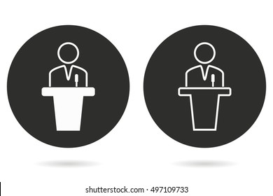 Conferece vector icon. White illustration isolated on black background for graphic and web design.