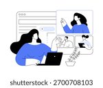 Conference administration isolated cartoon vector illustrations. Women communicate using video conference software, add participant to chat, business technology, company teamwork vector cartoon.