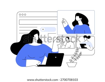 Conference administration isolated cartoon vector illustrations. Women communicate using video conference software, add participant to chat, business technology, company teamwork vector cartoon.