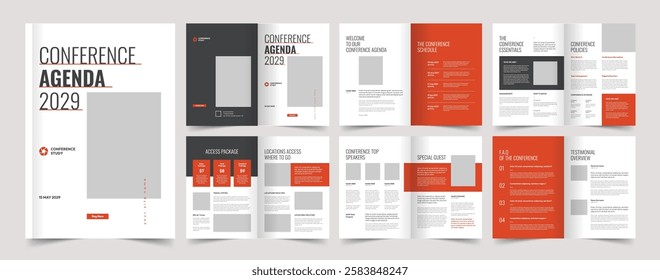 Conference Agenda Design Template, A4 Template, 12 Page