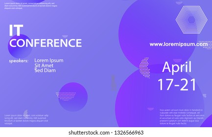Conference announcement design template, flyer layout. Geometric background. Minimal abstract cover design. Creative colorful wallpaper. Trendy gradient poster. Vector illustration.