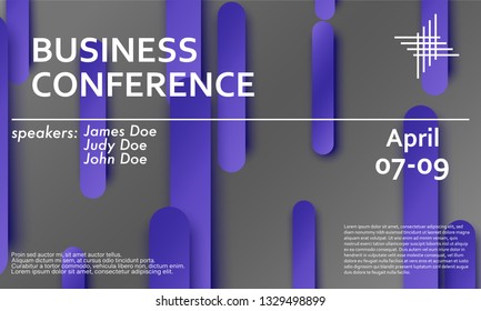 Conference announcement design template, flyer layout. Material design. Minimal abstract cover. Creative colorful wallpaper. Trendy gradient poster. Vector illustration.
