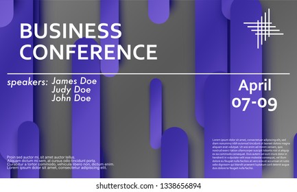 Conference announcement design template, flyer layout. Material design. Minimal abstract cover. Creative colorful wallpaper. Trendy gradient poster. Vector illustration.