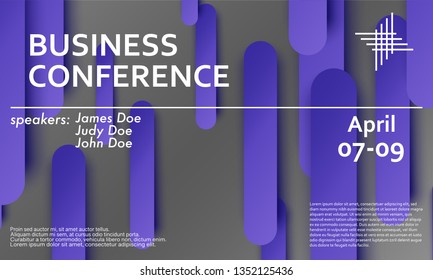 Conference announcement. Seminar design template. Material design. Business conference abstract cover. Congress colorful gradient poster. Vector illustration.