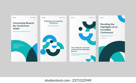 Conference Aura: Blue Circle Pattern Social Media Story, Standee, and Roll-Up Banner Template