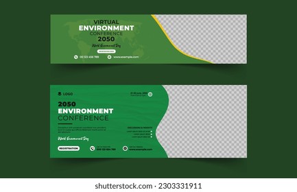 A conference banner design for world environment day, Social media post for world environment day. World green society social media post design