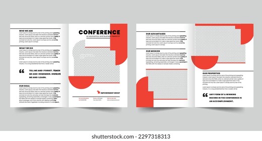 Conference bifold brochure template. A clean, modern, and high-quality design bifold brochure vector design. Editable and customize template brochure