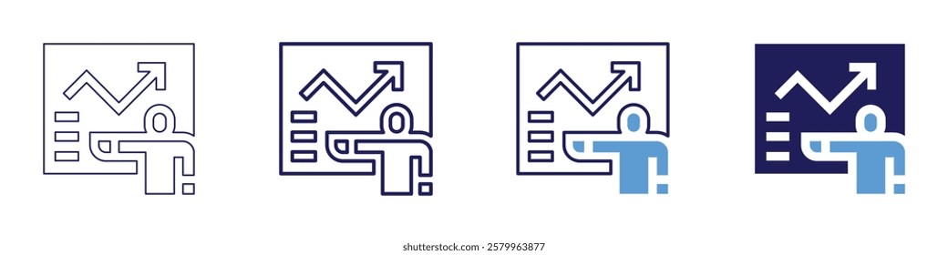 Conference brochure icon in 4 different styles. Thin Line, Line, Bold Line, Duotone. Duotone style. Editable stroke.