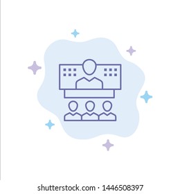Conference, Business, Call, Connection, Internet, Online Blue Icon on Abstract Cloud Background