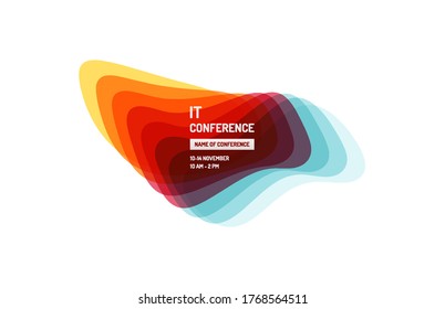 IT conference. Business event invitation template. Vector illustration made of various overlapping elements. Can be used for online courses, master class, seminar, presentation, webinar or lecture. 
