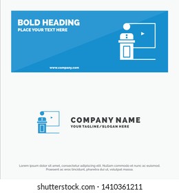 Conference, Business, Event, Presentation, Room, Speaker, Speech SOlid Icon Website Banner and Business Logo Template