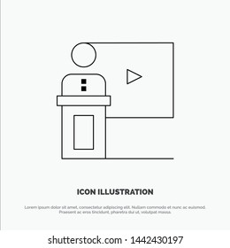 Conference, Business, Event, Presentation, Room, Speaker, Speech Line Icon Vector