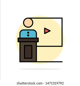 Conference, Business, Event, Presentation, Room, Speaker, Speech Abstract Circle Background Flat color Icon. Vector Icon Template background