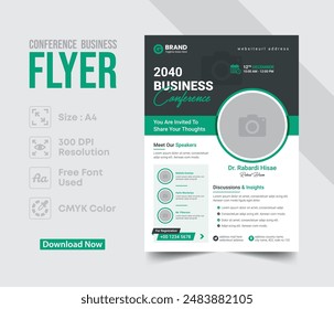 Conference business flyer vector design template. Design template Geometric shape used for business flyer layout. Conference flyer, Business flyer, and leaflet