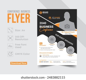 Vorlage für das Design der Vektorgrafik des Business-Flyers der Konferenz. Design Vorlage Geometrische Form für Business Flyer Layout verwendet. Konferenzflyer, Business-Flyer und Broschüre