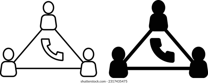 Conference call icon sheet, simple trendy flat style line and solid Isolated vector illustration on white background. For apps, logo, websites, symbol , UI, UX, graphic and web design. EPS 10.