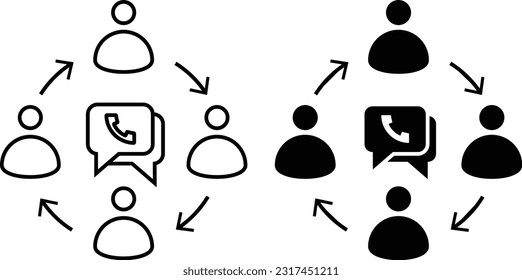Conference call icon sheet, simple trendy flat style line and solid Isolated vector illustration on white background. For apps, logo, websites, symbol , UI, UX, graphic and web design. EPS 10.