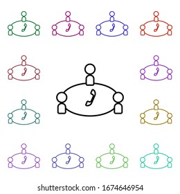Conference call multi color style icon. Simple thin line, outline vector of conferencing icons for ui and ux, website or mobile application