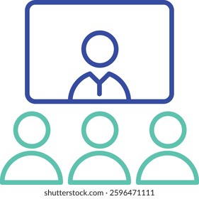 Conference call outline dual color vector illustration icon design