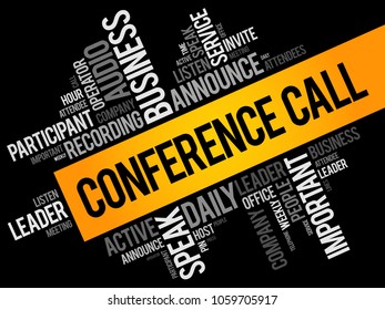 Conference Call Word Cloud Collage, Business Concept Background