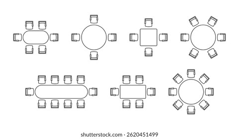 Conference Chair Outline Icon Set