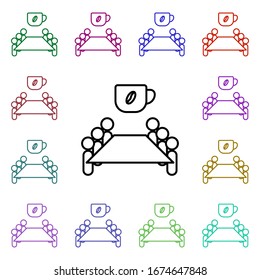 Conference coffee break multi color style icon. Simple thin line, outline vector of conferencing icons for ui and ux, website or mobile application