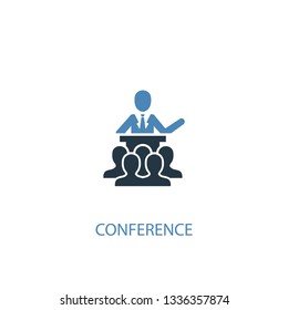 Conference concept 2 colored icon. Simple blue element illustration. Conference concept symbol design. Can be used for web and mobile UI/UX