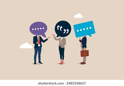 Conference conversation. Have lively discussion. Productive dialogue or conversation between. Flat vector illustration. 