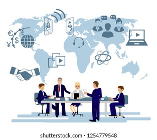 Conference design concept set with master class presentation training flat icons isolated vector illustration