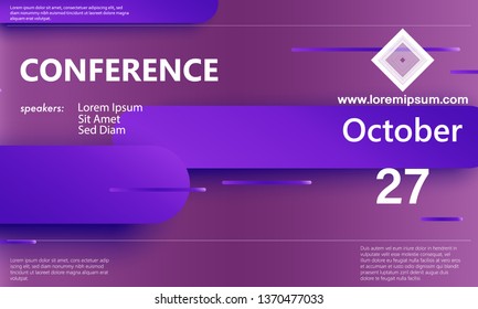 Conference design template. Business background. Colorful elements. Announcement conference. Abstract cover design. Vector illustration.