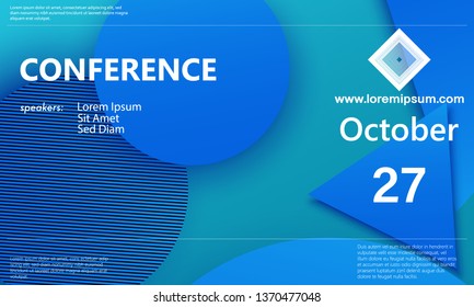 Conference design template. Business background. Colorful elements. Announcement conference. Abstract cover design. Vector illustration.