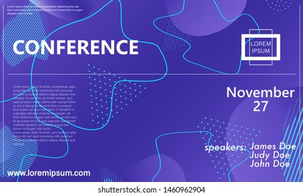 Conference design template. Business background. Colorful elements. Announcement conference. Abstract cover design. Vector illustration.