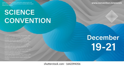 Conference design template. Science convention. Liquid background. Fluid flow. Announcement conference. Abstract cover design. Vector illustration.