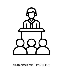 Conference, Discussion, Scrum Meeting Icon Vector Image. Can Also Be Used For Project Management. Suitable For Use On Web Apps, Mobile Apps And Print Media.