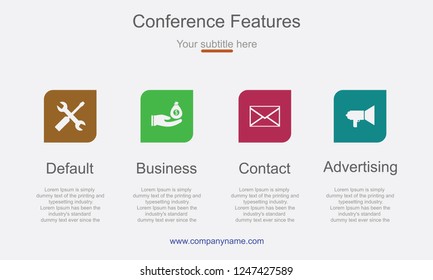 Conference Features Slide. Vector illustration