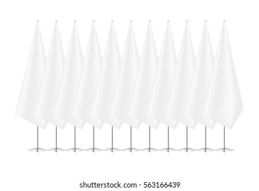 conference flags in a row. vector white blank flags
