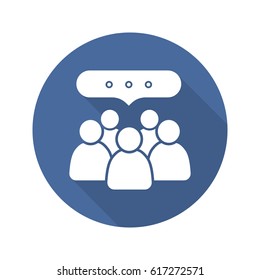 Conference flat design long shadow icon. Business teamwork. Meeting. Vector silhouette symbol