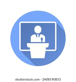 Conference flat icon. Simple illustration with long shadow for graphic and web design.