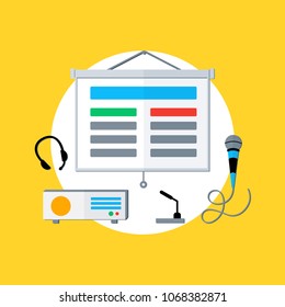 Conference flat illustration concept.   Stylish creative vector illustration for web banners, web sites, printed materials, infographics. 