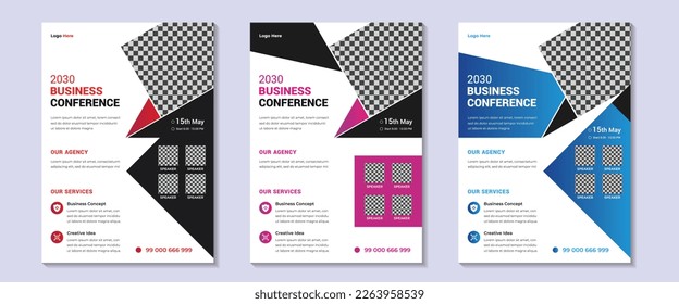 Conference flyer design template. vector illustration.