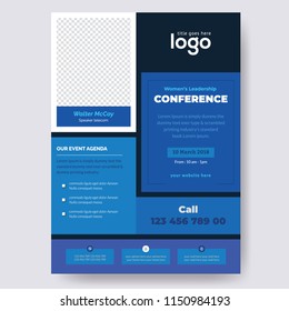 Conference flyer design template. Women Leadership Conference Flyer Design , Business or Corporate Conference Flyer Design, with nice background, vector eps10
